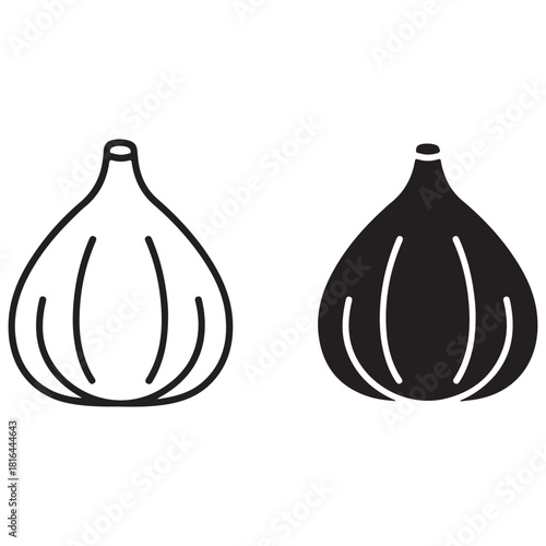 Fig Fruit Icon Outline and Solid Glyph Set