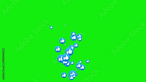 Social Media Live Style Emoji With Green Screen Chroma Key 4k Loop Video. Live Streaming Style Particales Icon. Emojis Of Heart Likes Heart Eyes Flying Moveing Animation Up Direction Alpha Chenel.