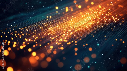 Fiber path detail glowing fiber optic trails light streams digital data flow network technology abstract background communication