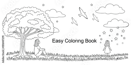 Children s easy coloring book page vector EPS icon