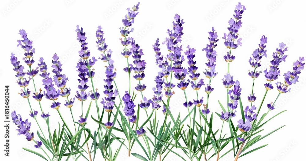 Naklejka premium Watercolor lavender flowers isolated on white background artistic botanical illustration close up floral design element for springtime