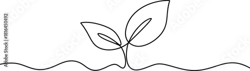 Continuous Line Sprout - Growth, Nature & New Beginnings Symbol