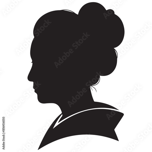 Elegant Female Silhouette Portrait with Classical Updo Hairstyle