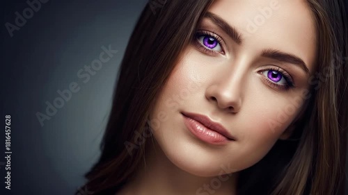 Wallpaper Mural Captivating Woman with Striking Purple Eyes and Confident Gaze. Torontodigital.ca