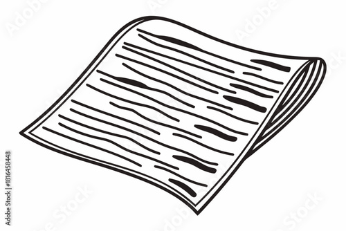Minimalist illustration of a stack of papers with lines on them in black and white drawing style design style vector