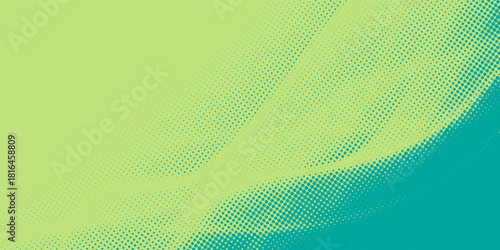 Bright green and turquoise pop art retro background with halftone in comic style, vector illustration eps10