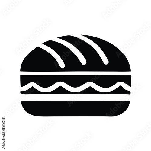Silhouette of a Delicious Sandwich with Wavy Filling