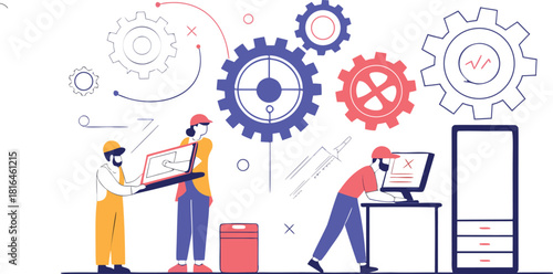 business man drawing a business graph illustration