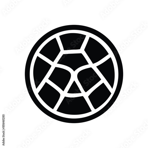 Modern abstract geometric circular icon featuring a stylized segmented pattern in striking black and white, symbolizing strength, connection, and innovative design