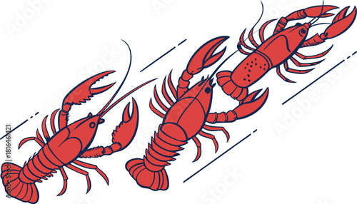 Red lobster vector illustration isolated on white background