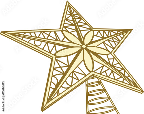 Golden star decoration isolated on a white background