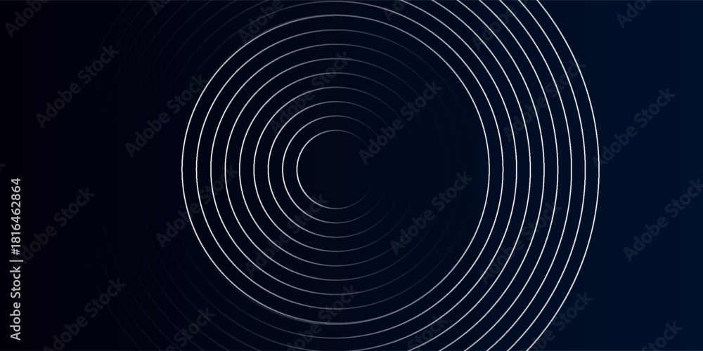 Fototapeta premium Blue abstract background with glowing circles. Swirl circular lines pattern. Geometric spiral. Twirl element. Modern graphic design. Futuristic technology concept.