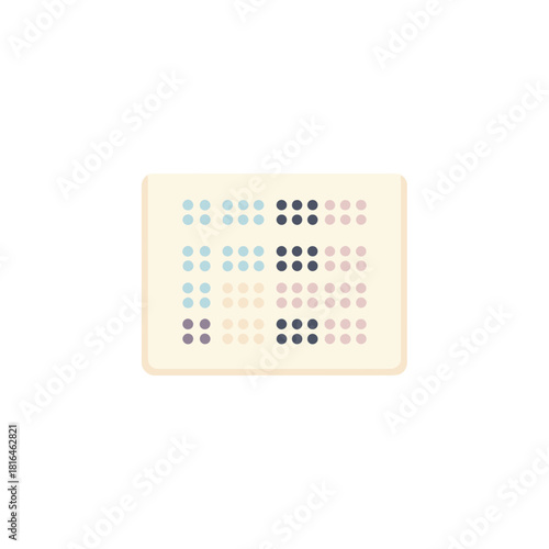 Braille alphabet on a beige card, an accessible reading system for visually impaired.