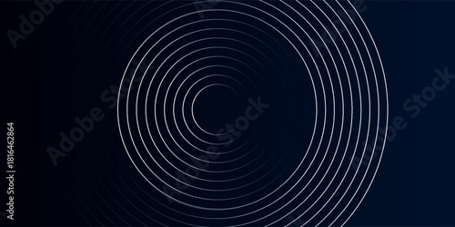 Blue abstract background with glowing circles. Swirl circular lines pattern. Geometric spiral. Twirl element. Modern graphic design. Futuristic technology concept.
