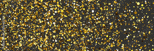 Gold glittering dust with stars on transparent backdrop