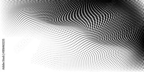 Dotted gradient vector illustration, white and black halftone background, horizontal seamless dotted lines, monochrome dots texture backdrop, retro effect. modern