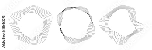 Set of round curved sound waves with dynamic wavy stripes