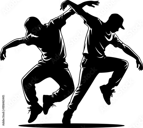 Dynamic hip-hop duo performing street dance
