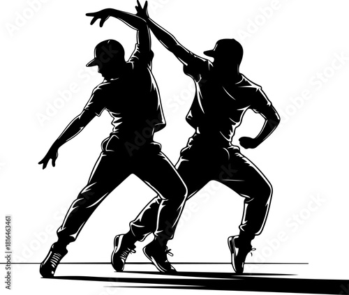 Dynamic hip-hop duo performing street dance