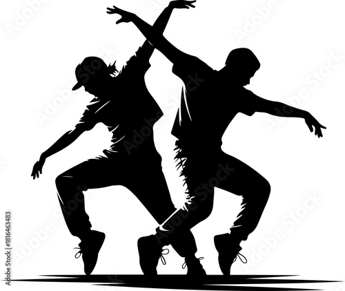 Dynamic hip-hop duo performing street dance
