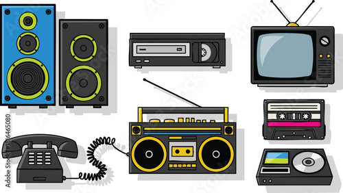 Retro Technology Collection A Nostalgic Vector Art Illustration