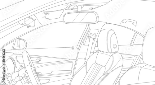 Interior view of a modern car showcasing design elements and vehicle components