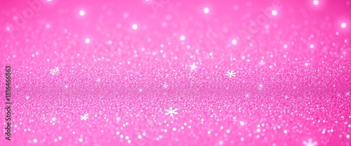 Festive pink glitter backdrop with sparkling lights and snowflakes, holiday, pretty