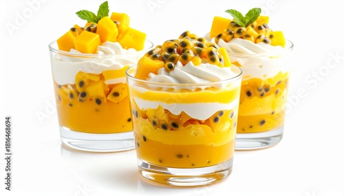 Tropical Mango And Passion Fruit Parfait In Glass