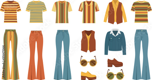 Retro Fashion Collection Vintage Apparel and Style Elements