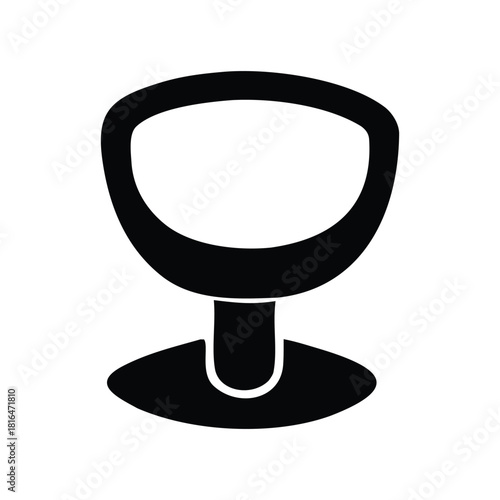 A simple black and white illustration of an empty goblet on a pedestal, symbolizing celebration or a toast