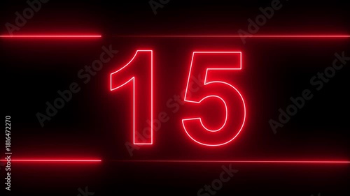 20 to 0 second modern digital countdown timer neon light style on black background, 20 seconds simple countdown timer. countdown timer 20 sec animation 4k video