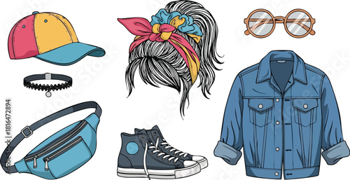 Vintage Clothing and Accessories Collection Illustration