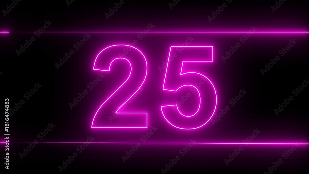 30 to 0 second modern digital countdown timer neon light style on black ...