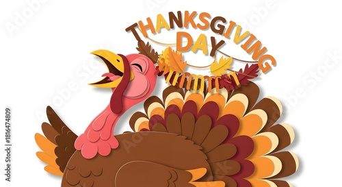 A humorous and playful design concept for a Thanksgiving Day greeting card or social media post