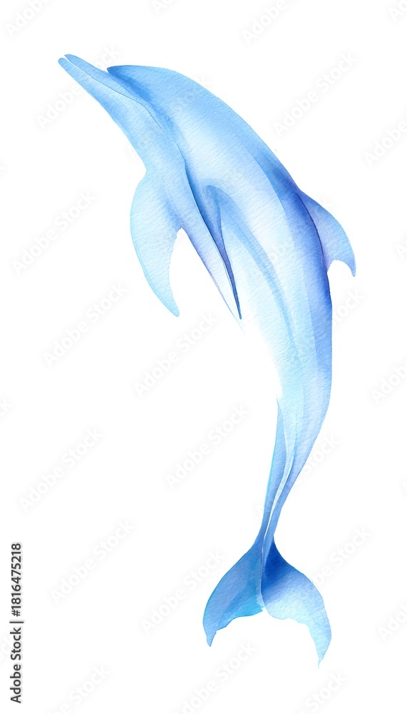 Fototapeta premium Serene watercolor dolphin portrait evokes calm ocean depths a gentle marine art piece