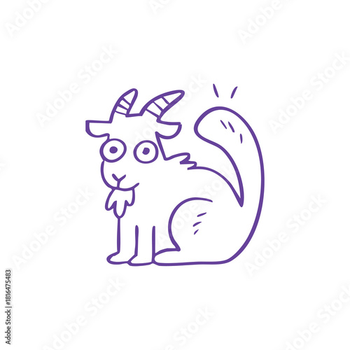 Excited Cartoon Cat with Horns Illustration