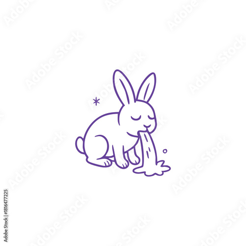 Puking Rabbit Cartoon Illustration