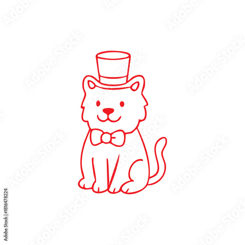 Elegant Cat in Top Hat and Bow Tie Illustration