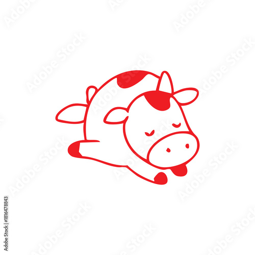 Cute Cartoon Cow Sleeping