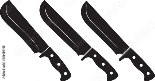 Three sharp machete blades arranged diagonally silhouette