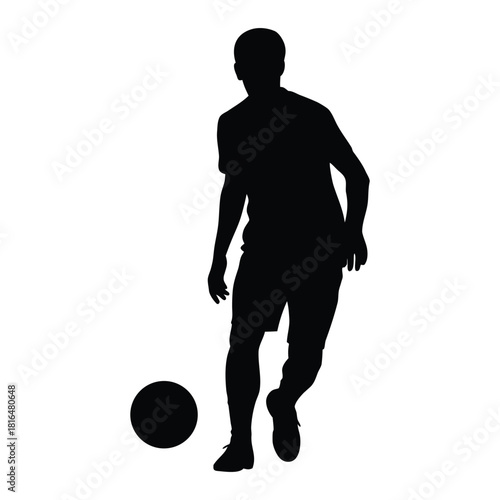 Football Player Silhouette Dribbling Forward