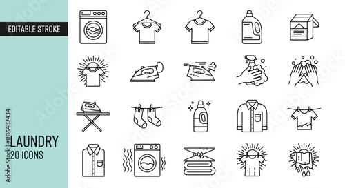 Laundry Icons A Comprehensive Set for Cleaning and Washing Related Designs