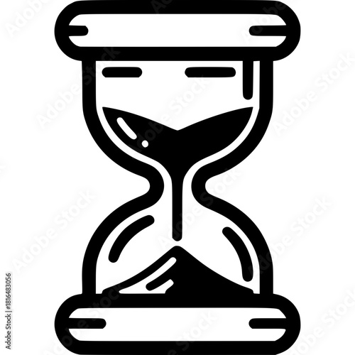 Hourglass Icon: A simple yet profound visual representation of time's passage. This minimalist icon depicts an hourglass, with sand steadily flowing from the upper chamber to the lower.