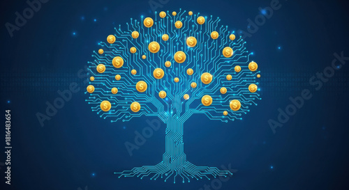 Crypto Tree with Finance, Technology, and Digital Art.