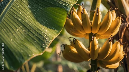 Ripe Bananas on the Tree: Tropical Fruit Harvest