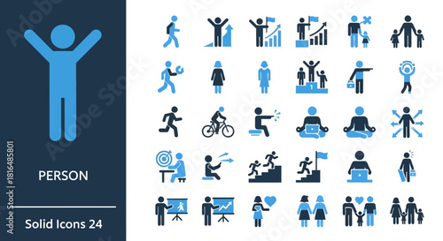 Human Icon Set Diverse Illustrations Depicting People in Various Activities and Gestures