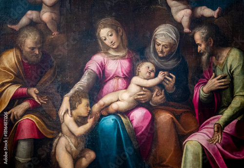 Photography Painting (19th century) of Holy Family with Infant Jesus and Saint John