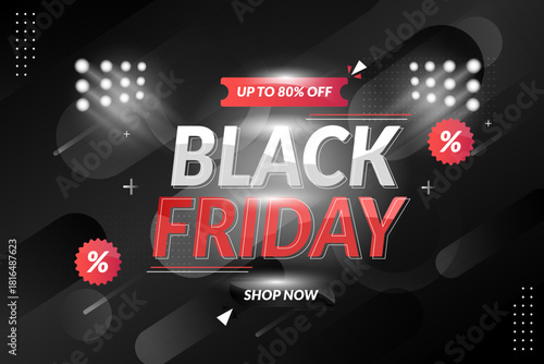 Modern Black Friday sale banner with bold discount text, online shopping promotion, limited retail offer, digital marketing design, ecommerce shopping deal, seasonal sales concept