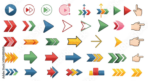Arrow Icon Set Diverse Designs for Navigation and Directional Guidance Elements