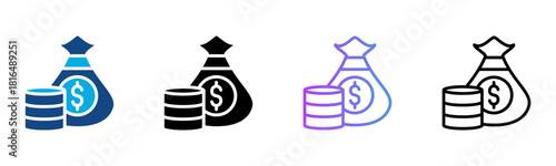 Financial Icon Multiple Style Vector Illustration
